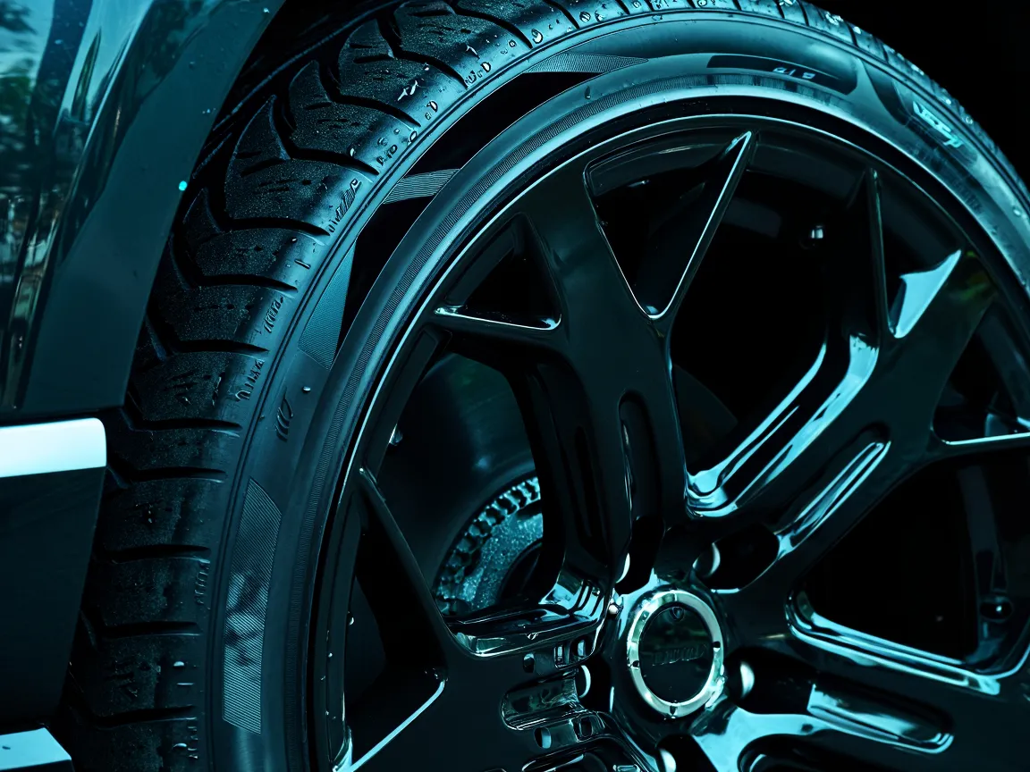 Polished alloy wheel with dressed tyre